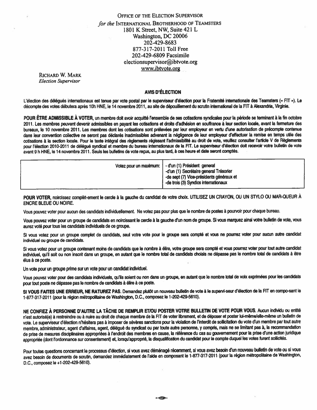 Notice of Election 2011 (French)-20110922