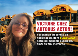 Victoire sur toute la ligne pour les salariés d’Autobus Acton!