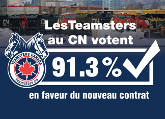 Les Teamsters au CN entérinent un nouveau contrat de travail d’une durée de 3 ans